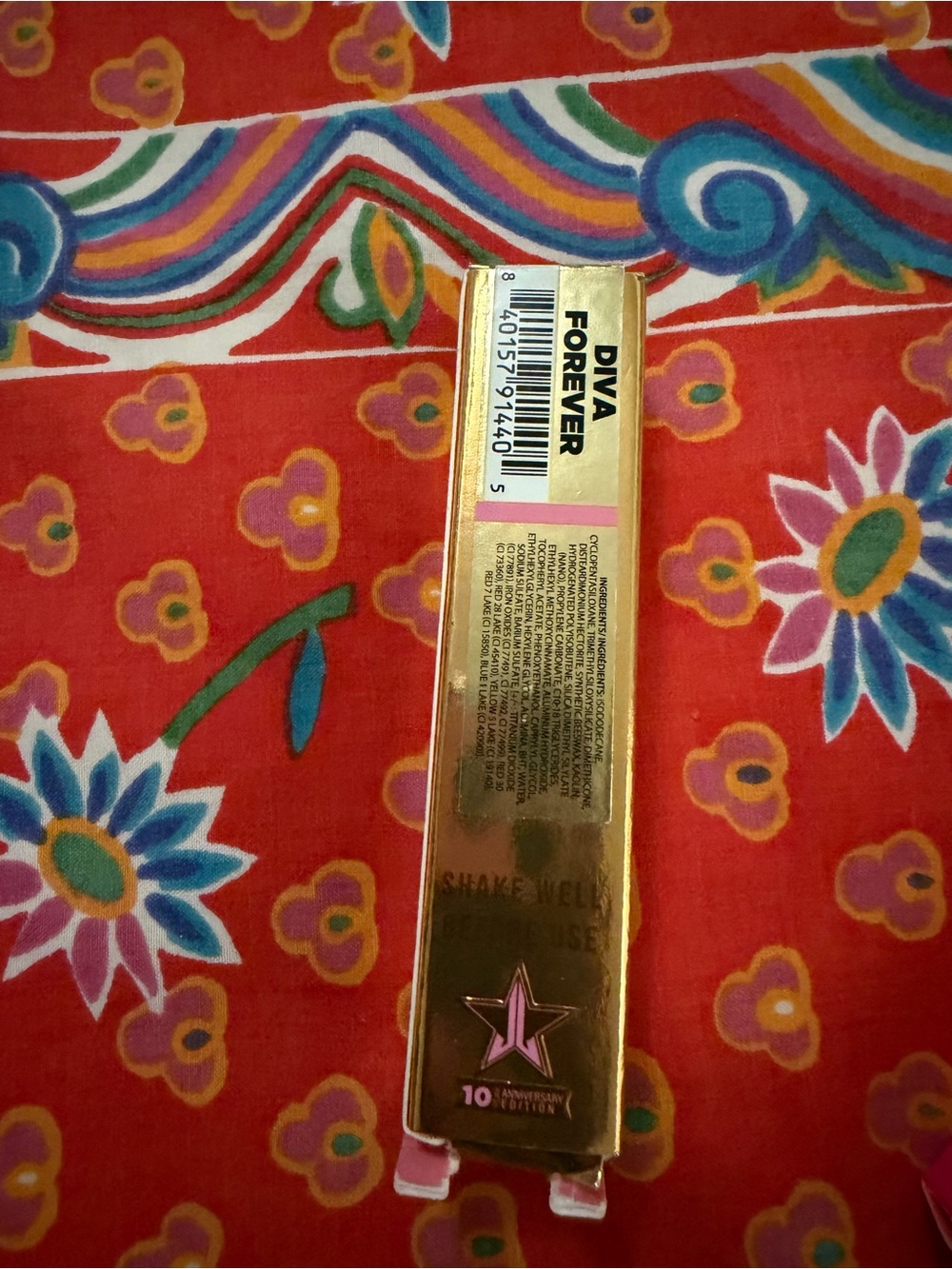 Jeffree Star Gold Lipstick Box with Pink Star Accents